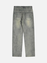 Pantalon en denim à imprimé patch rétro hip-hop Powder Pulp